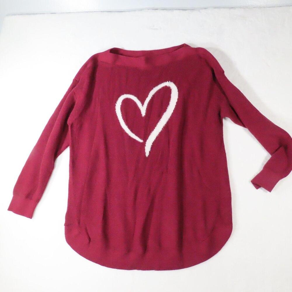 The Astrologie Red Heart Sweater is a stylish and cozy women's XL oversized knit